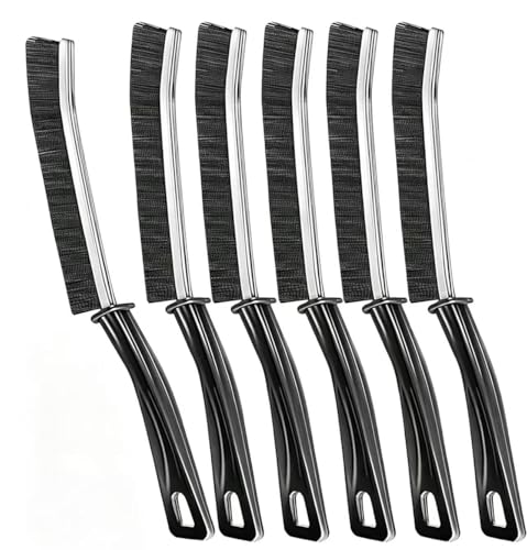 2/6Pcs Multifunctional Crevice Cleaning Brushes – Reach Tight Corners & Narrow Gaps in Bathroom, Kitchen, Tiles, Windows, Door Slots (Black,6 pcs) - color: Black, style: 6 pcs