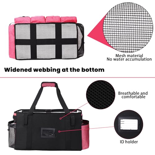 Extra large Cleaning Caddy Bag Built-in Sturdy Support Board, Cleaning Organizer with Detachable Divider, Cleaning Supply Tote with Adjustable Shoulder Strap (Pink, 19'' x 11'' x 11'') - color: Pink