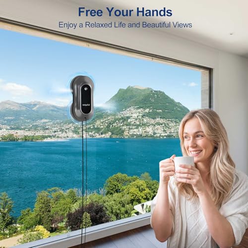 Intelligent Window Cleaning Robot - Electric Window Cleaner with Dual Water Spray, Remote & App Control, Suitable for Interior & Exterior Windows, Includes 12 Cloths, Sliver Grey - color: Sliver Grey