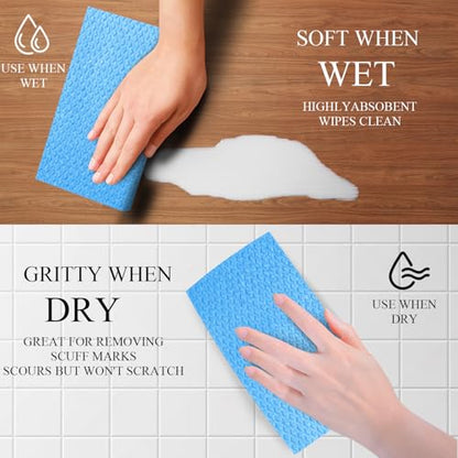Swedish Kitchen Dish Cloths - 6 Pack Reusable Paper Towels for Counters & Dishes - Eco Friendly Cellulose Sponge Cloth (Blue) - color: K-blue