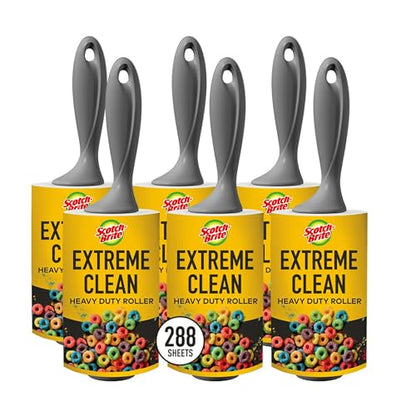 Scotch-Brite 50% Stickier Lint Roller Works Great On Pet Hair 6 Rollers 48 Sheets per Roller 288 Sheets Total (Packaging may vary) - size: 6 Rollers, style: 288 Sheets