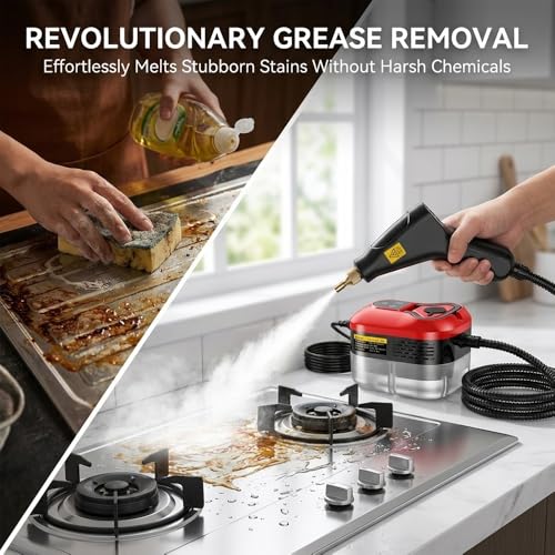 2026 Portable Handheld Steam Cleaner, 2500W High Pressure Steam Cleaner, 229°F High Temperature Pressurized Steam Cleaner with Brushes for Home, Tile, Grout, Car, Kitchen, Furniture Cleaning (White) - color: White