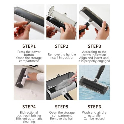 Pet Hair Remover Roller, Reusable Lint Roller with Large Fur Bin, Portable Cat and Dog Hair Remover for Couch, Bedding, Car, Rugs & Furniture (Gray) - color: Gray