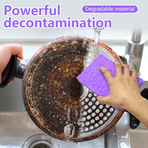 Cellulose Sponges, Large Size 4" x 6" x 1" - Heavy Duty Scrub Kitchen Sponge, Clean Tough Messes Without Scratching Kitchen Cleaning Pads, Pop Up Eco DIY (6 Pack), Purple - color: Purple