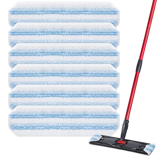 6 Pack H2prO Mop Pads Compatible with O Ceda H2PrO Flat Mop System, 100% Microfiber Mop Head Replacements, Washable and Reusable for H2prO Mop Refills, White - color: 6 Pack-white