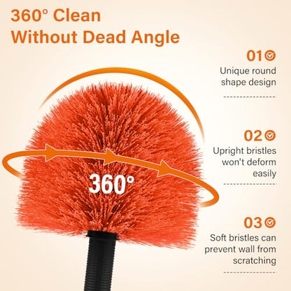 Feather Dusters,Cobweb Duster with 5-20FT Extension Pole | Spider Web for Outdoor & Indoor Web Cleaning | Soft Bristle | Lightweight Extendable Handle | 3/4" Standard Acme Threaded Fits Cleaner Tool - size: 20 FT(Reach 26FT)