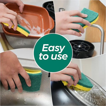 6-Pack Non-Scratch Kitchen Sponges – Durable Dish Sponges for Dishes, Pots, and Pans, Perfect for Cleaning Stainless Steel, Dishwashing, and More, Green & Yellow - color: Green Yellow