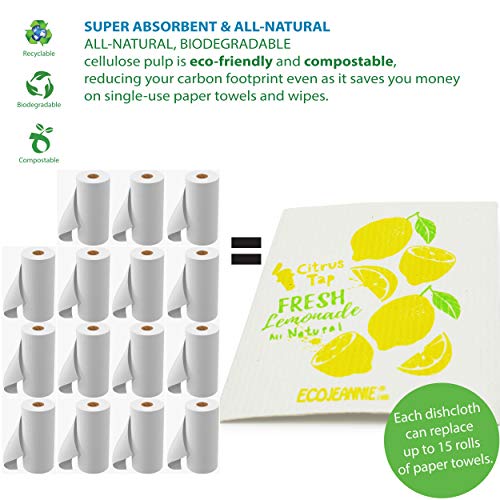 (10 Pack) Eco-Friendly Reusable German Cleaning Cloth 100% Biodegradable Cellulose Sponge Cloths, Kitchen Cloths, GMO-Free, Reusable - Made in Germany Packaged in P.R.C. - size: 10