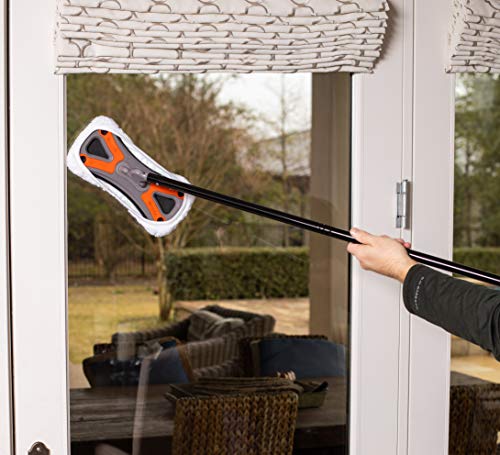 Dust Cleaning Sweeper Mopping - Orange and Grey Durable Mop Set - Lightweight - Great for Kitchen, Home, Garage and Office - Hardwood Tile Laminate Floor Cleaner - Removable Slipper