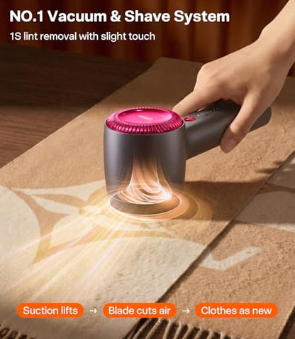 TORRAS Rechargeable Fabric Shaver Electric Lint Remover 3-Speed Remove Fuzz, Pilling for Cashmere, Wool, Clothes, Sweater, Coat, Furniture, Clothes depiller with Replacement Blades - color: Black