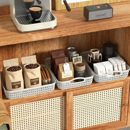 Set of 6 Large Baskets for Organizing 13.5 x 10 x 2.9 Inch, Desktop File Paper Letter Organizer Tray, Plastic Organizer for Office Pharmacy Dorm Kitchens Closets Shelves (White) - size: Large