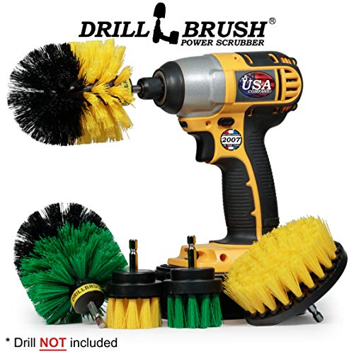 Drillbrush 5 Piece Bundle - Add a 2-inch Flat Brush and Original Brush to Our 3 Piece Bathroom kit to Make The Ultimate Household Cleaning Kit