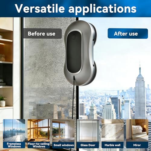 Window Cleaning Robot X11 Pro with Dual-Spray System 70ml Water Tank 3000Pa Strong Suction Auto Edge Detection 2 Cleaning Modes Remote Control for Frameless & Framed Glass