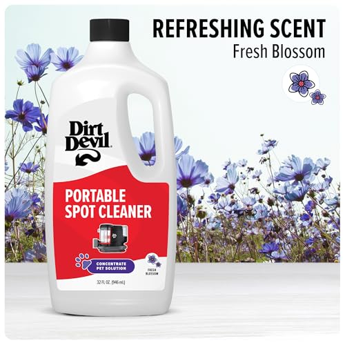 Dirt Devil Pet Portable Spot Cleaner Solution, 32 oz., Fresh Blossom Scent, Upholstery and Carpet Shampoo Solution, Eliminates Pet Messes and Odors, Pair with Dirt Devil Portable Spot Cleaners - style: 32 fl oz (Pack of 1)