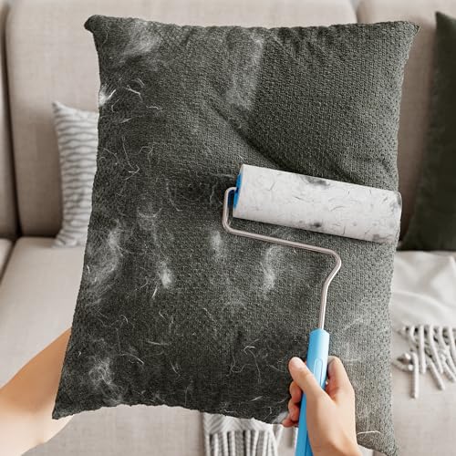 Large Surface Extra Sticky Lint Roller 6.3'', 444 Sheets Long Handle Pet Hair Removal, Dog and Cat Lint Remover for Clothes, Furniture, Carpet - size: 444 Sheets