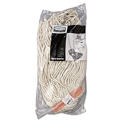Rubbermaid F11612 Premium Cut-End Cotton Wet Mop Head 16oz White 1" Orange Band 12/Carton - size: 16 Oz., style: Single