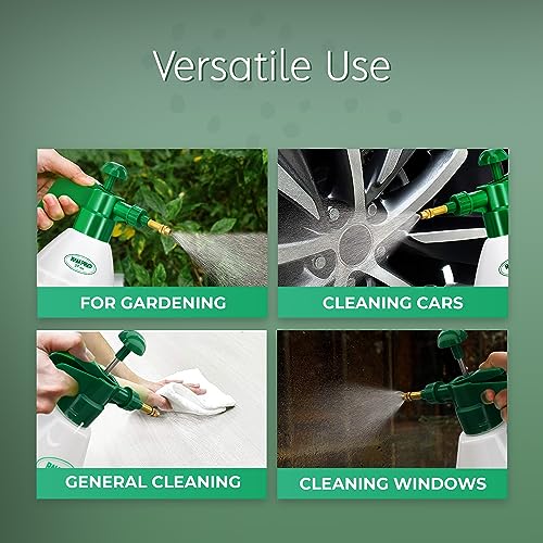 Garden Pump Sprayer, Handheld Bottle Mist Water Sprayer, Hand Pressure Home Cleaning Plant Lawn Sprayer w/ Safety Valve & Adjustable Bronze Nozzle, 1 Liter/1 QT/.26 Gallon/34 Ounces/1000 ml –By Rampro - size: 27oz