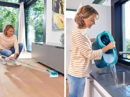 Leifheit Clean Twist M Ergo Mop and Bucket Set, Mop 33 cm Wide, Moisture Controlled Spin, Faster Cleaning Spin mop, Easy-Steer Micro Fibre Head with 360° Joint, Twist Mop - size: Clean Twist M Ergo 2.0
