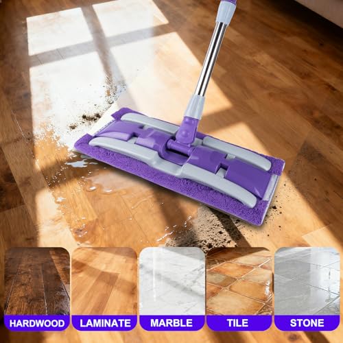 3-Pack Microfiber Mops Refill Pads for 14 Inch Mop (Purple) - color: Purple