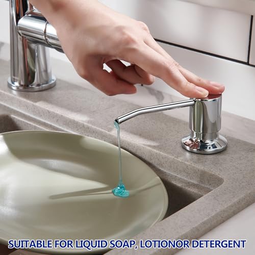 Soap Dispenser for Kitchen Sink Chrome, Sink Soap Dispenser Stainless Steel Refill from The Top Built in Sink Soap Dispenser with 17 OZ Soap Bottle - color: Chrome