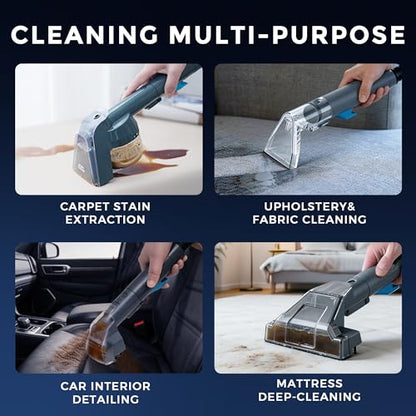 Hausmeister Hydroflex Pro Portable Carpet Cleaner and Pet Stain Remover, Upholstery Spot Cleaner Machine for Couch, Car Interior, Deep Cleaning Vacuum (Machine + 1 Solution & multi attachments)