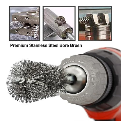 ASNOMY 5Pcs 3/4" Stainless Steel Bore Brush,Wire Brush Bore Cleaning Brush Set for Power Drill Cleaning, Abrasive Wire Brush Stainless Steel Brush with 1/4" Hex Shank - style: 5Pcs 19mm | 3/4" Inch