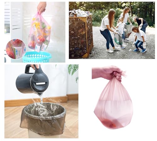 3-4 Gallon Bathroom Trash Bags 120 Count Pink Small Trash Garbage Bags, Strong Thin Material Disposable Trash Bags for Office, Home Waste Bin (Pink, 120 Count) - color: Pink