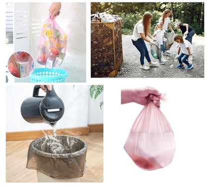 3-4 Gallon Bathroom Trash Bags 120 Count Pink Small Trash Garbage Bags, Strong Thin Material Disposable Trash Bags for Office, Home Waste Bin (Pink, 120 Count) - color: Pink