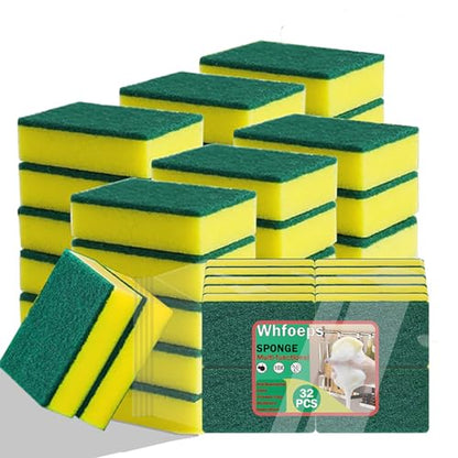 Kitchen Scrub Sponges 32 Count, Non-Scratch Scrub Dish Sponges for Cleaning, Effortlessly Clean your Stovetop, Sinks, Stoves, Appliances