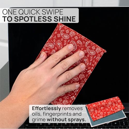 Microfiber Wholesale Quick Cloth Glasses Cleaning Cloths–5x7 Paisley Red 2-Pack with Case | Double-Sided Lens Cleaner for Eyeglasses, Camera, Screens Glass | Reusable Microfiber Glass Polishing Cloths - color: Red Paisley, size: 5"x7"