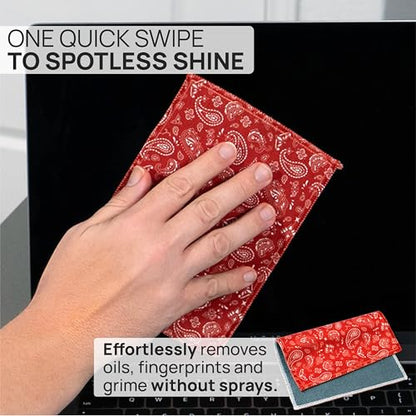 Microfiber Wholesale Quick Cloth Glasses Cleaning Cloths–5x7 Paisley Red 2-Pack with Case | Double-Sided Lens Cleaner for Eyeglasses, Camera, Screens Glass | Reusable Microfiber Glass Polishing Cloths - color: Red Paisley, size: 5"x7"