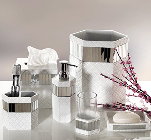 Creative Scents Quilted Mirror Tumbler Cup - Glass Bathroom Toothbrush Holder Cup – Decorative Mug for Rinsing - Best Tumblers for Mouthwash/Rinsing, Elegant Bathroom Decor - style: Tumbler