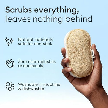 Vove Scrub Sponges 4 Pack, Cellulose & Cotton with Natural Loofah, Eco-Friendly Loofah Dish & Kitchen Sponges, Bathroom Scrubbing Pads, FSC-Certified Packaging - size: 4 Pack