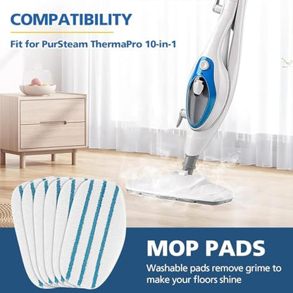LINNIW 6 Pack Replacement Steam Mop Pads Compatible for PurSteam ThermaPro 10-in-1 - size: Pack of 6