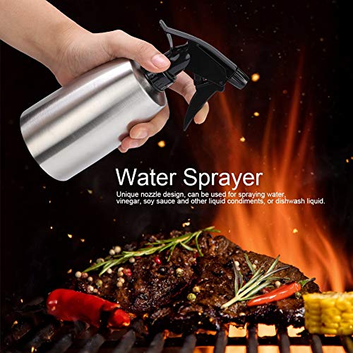 FLEXMAN 400ml Spray Bottles, Stainless Steel Water Spray Bottle with Ergonomic Handle, Seasoning Can with Adjustable Nozzle for Outdoor Barbecue, Cooking