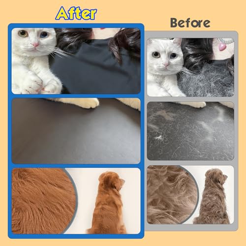 Pet Hair Removal Glove for Cats & Dogs, 2 Pcs Thickened Five-Finger Electrostatic Hair Remover Golve,Magic Brush with Pet Hair Remover Comb on Carpet, Clothing, Laundry, Couch - size: Brush & Hair Removal Gloves