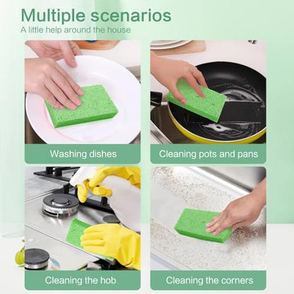 Large Cellulose Sponges, Kitchen Sponge for Dish, Thick Heavy Duty Scrub Pads, Non-Scratch Scrubber for Household/Cookware/Bathroom/Office/Boat 5.5" x 3" x 1" (7 Pack) Green - color: Green
