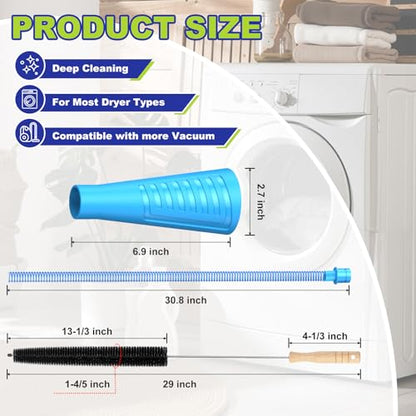 Sealegend 2 Pieces Dryer Vent Cleaner Kit, Dryer Vacuum Hose Attachment and Flexible Lint Brush, Dryer Vent Cleaning Tools for Crevice Lint Trap‌, Blue - color: Blue