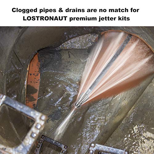 Sewer Jetter Kit - Drain Cleaner Tool Clog Remover Kit Includes Tough Flex Pressure Washer Hose and 7 High End Nozzles and Adapters for Ultimate Drain Jet 1/4'' NPT (50)