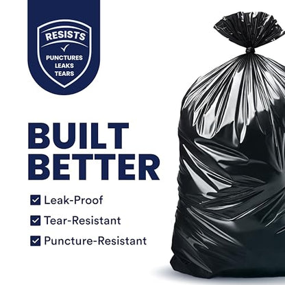 Plasticplace 55-60 Gallon Trash Bags │ 1.0 Mil │ Black Heavy Duty Garbage Can Liners │ 38” x 58” (100 Count) - style: 1.0 mil.