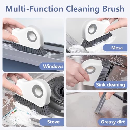2 in 1 Groove Cleaning Brush, Window Track Cleaning Tools with Hard Bristles and Hidden Scraper, Crevice Brush for Sliding Door Track, Window Seal and Sill (Max) - color: Max