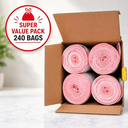 1.2 Gallon (240 Bags) Small White Drawstring Trash Bags Code A 4.5 Liter Bathroom Mini Garbage Bags 1 Gallon Wastebasket Can Liners for Home Office Bins, 240 Count