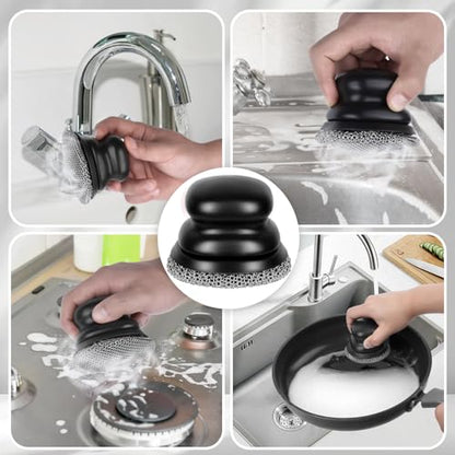 Cast Iron Scrubber and Scraper, Chain Mail Scrubber Cast Iron for Cleaning Dishes, Stock Pots, Pans, Griddles, Grills, Dish Scouring Pads - color: Black Fine Mesh