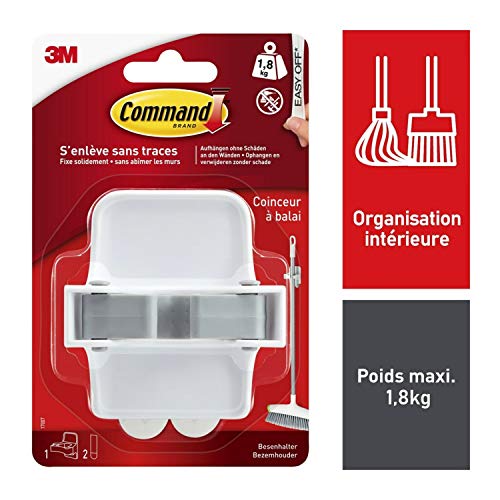 Command 17007 Broom Holder Holds up to 1.8 kg Load, 1 Hook and 2 Strips