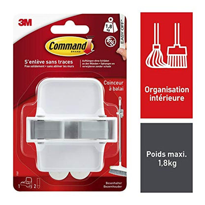 Command 17007 Broom Holder Holds up to 1.8 kg Load, 1 Hook and 2 Strips