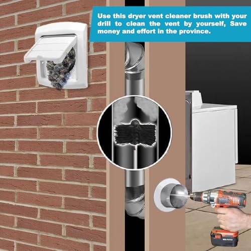 Sealegend 40 Feet Dryer Vent Cleaner Kit/Lint Remover/Upgraded Flexible Quick-Snap Brush with Drill Attachment/Fireplace Chimney Brushes for Easy to Use/Works with or Without Power Drill - size: 40FEET