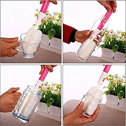 INVODA 4PCS Bottle Brush,Bottle Washer Set Long Sponge Bottle Cleaning Brushes Baby Bottle Cleaner Brush, Nipple Brush (4 pcs) - color: Brush 4 Pcs