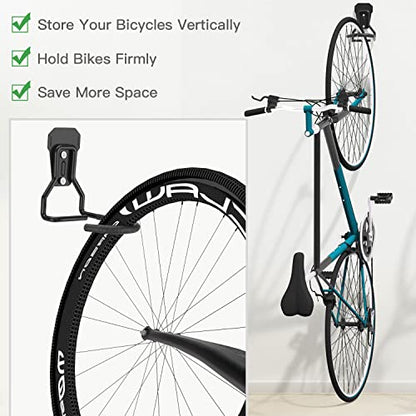 Housolution Bike Wall Mount with Fixed Hook, [2 Pack] Heavy Duty Bike Storage Rack, Bike Rack Vertical Stand for Garage - Easily Hang/Detach - with Screws Iron Bike Hanger Brackets - size: 2 PCS