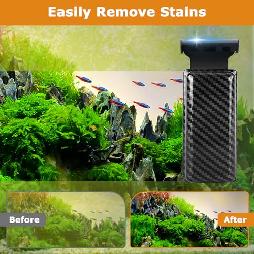 hygger Magnetic Fish Tank Cleaner, Aquarium Glass Cleaner with 2 Detachable Algae Scraper Blade, Floating Scrubber Brush for 2/5"-3/5" Glass/Acrylic Thick Tank, Strong Magnet Algae Remove Tool, L - size: L (2/5"-3/5")