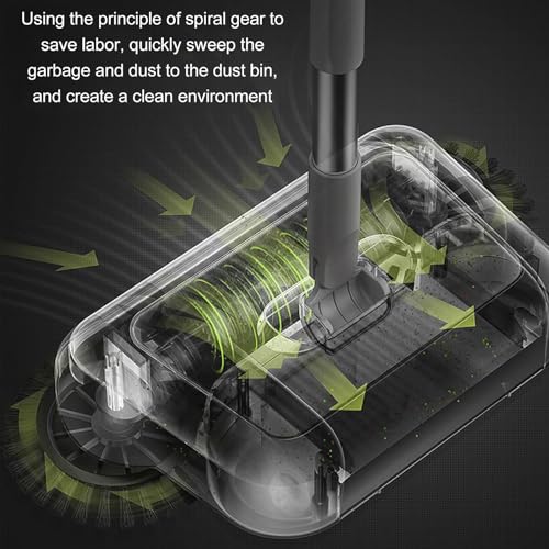 Alomejor Floor Sweeper, 2-in-1 Manual Floor Cleaner with Adjustable Handle for Hardwood Tile Quick Cleanup